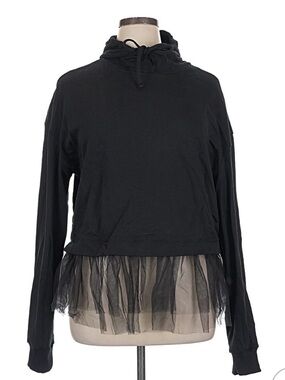 Pilcro Black Sweatshirt with Tulle Trim